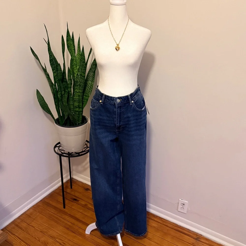 Michael Kors‎ | Carmen Wide Leg, Super High Rise Dark Blue Jeans